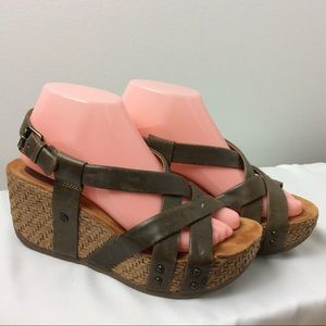 BUSSOLA Leather Strappy Wicker Sole Platforms 38